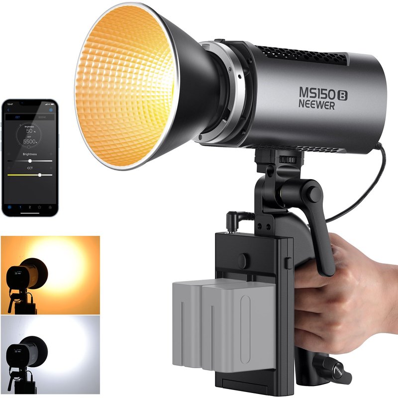 NEEWER MS150B 130W COB Video Light avec 2.4G/Application Contrôle à Distance, Bicolore Éclairage Continue LED, Monture Bowens Lumière Photo Studio