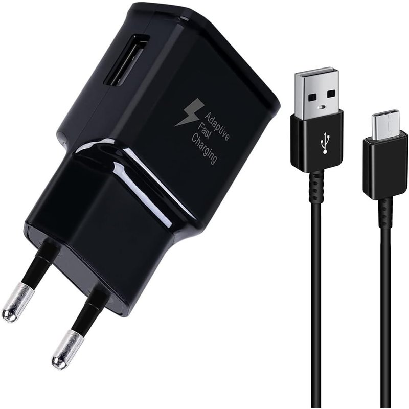Chargeur Avec Câble Pour Samsung Galaxy S10,S10 Plus,S10e,S9,S9 Plus,S8,A13,A14,A22,A23,A33,A34,A51,A52,A53,A04s,A05s, Chargeur Rapide De Rechange D'origine Avec 1.5m Type-C Câble - Noir