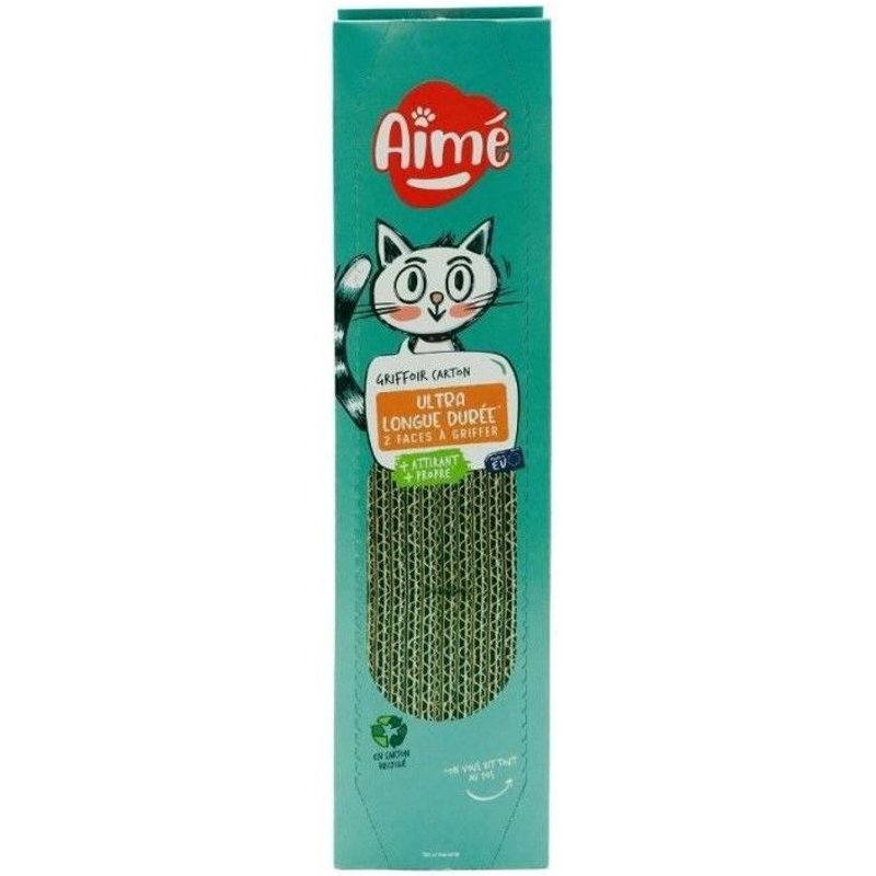 Griffoire En Carton - Aimé - Pour Chat. Planche A Gratter Double Face Super Résistant Et Longue Durée. Senteur Herbe A Chat