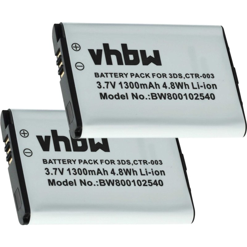 Vhbw 2x Batterie Compatible Avec Nintendo 2ds, 3ds (Ctr-001), 3ds (Min-Ctr-001), New 2ds Console De Jeux (1300mah, 3,7v, Li-Ion)
