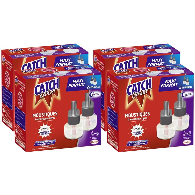 CATCH Lot de 4 Recharges Maxi-format X2 recharges 45 nuits Répulsif