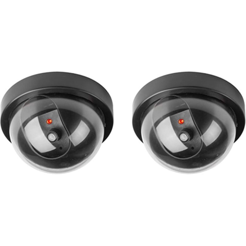 Ensemble de 6 caméras dôme de sécurité virtuelle avec lumières LED clignotantes (noir)