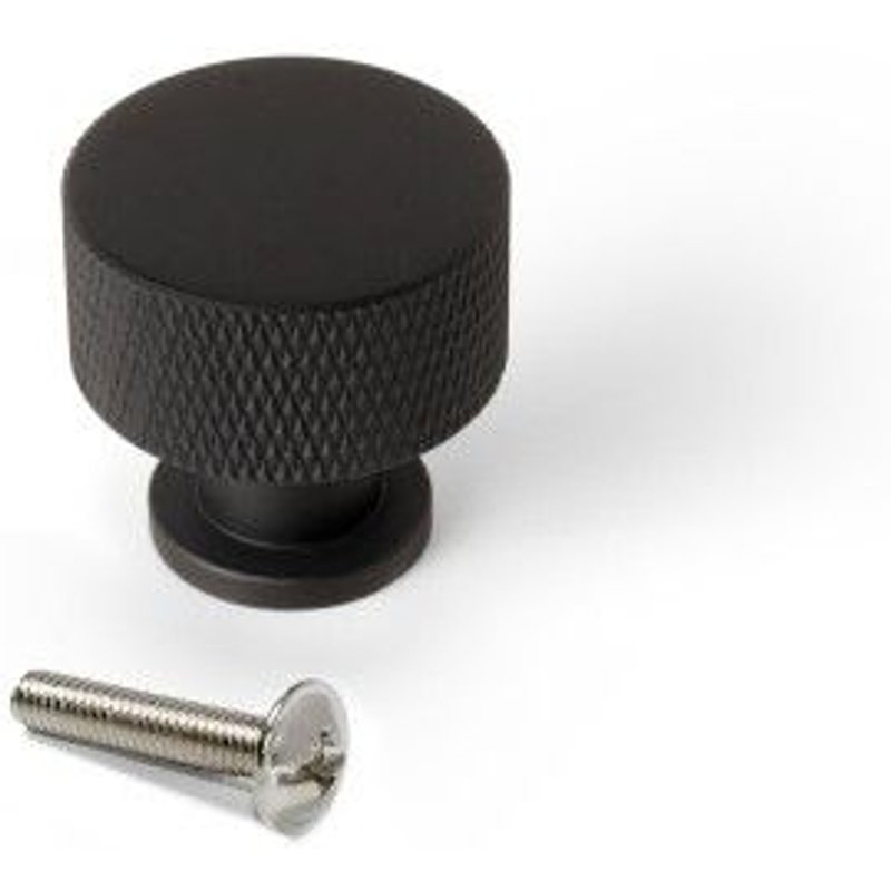 Boutons de meuble ronds à bord moleté Argos - diamètre 30 mm - par 10 - noir EMUCA