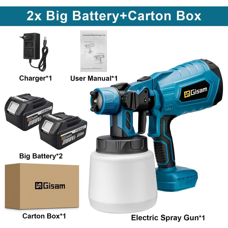 Pistolet Peinture Pro Sans Fil HVLP 18V 1000ml, Modele: 5