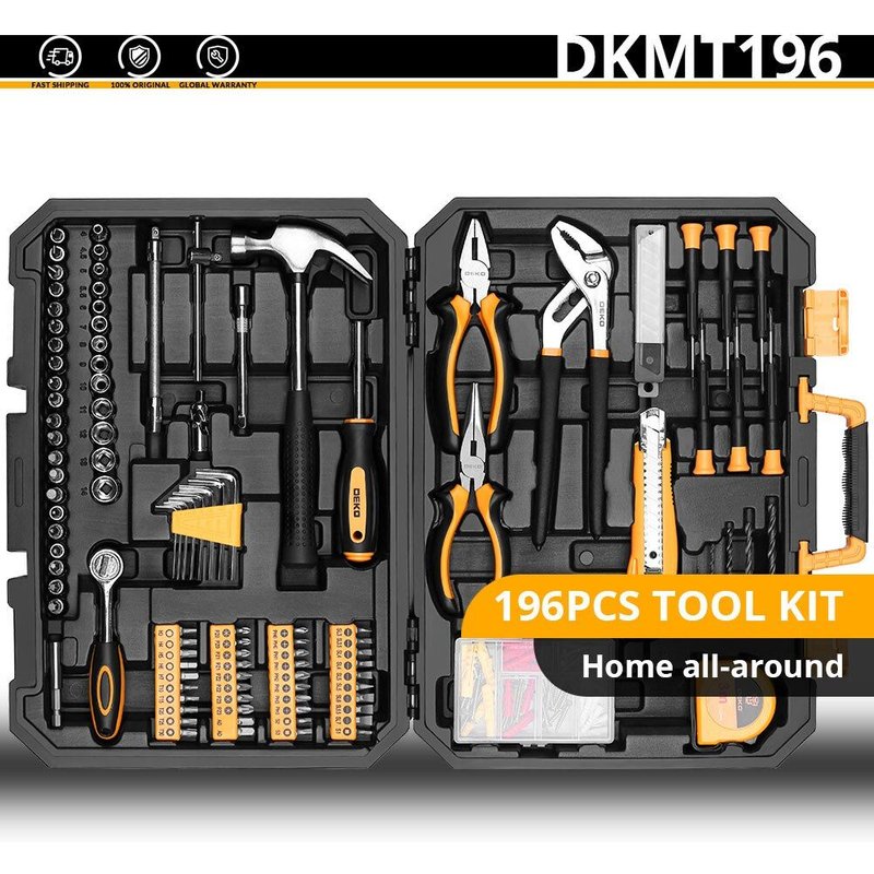 Boite a Outils Qualite Pro en Malette pour la Maison Voiture Bricolage, Modele: KIT 196PCS