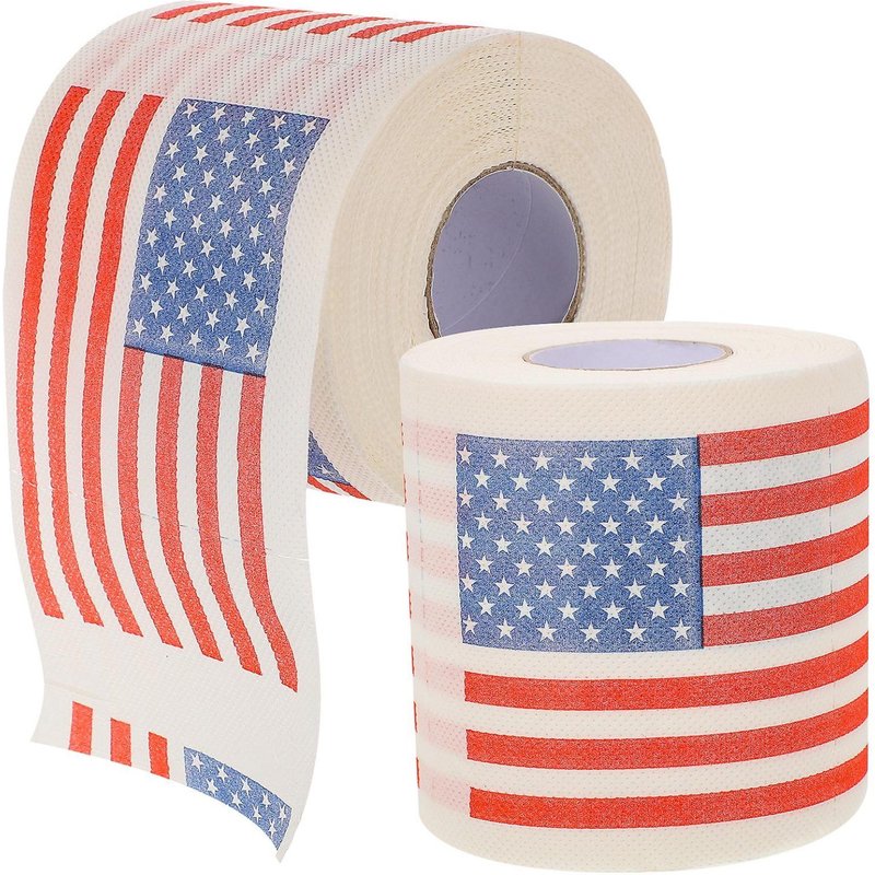 2 rouleaux de papier toilette drapeau américain ¿ Pâte de bois de qualité supérieure, hypoallergénique, décoration élégante pour salle de bain et salle à manger