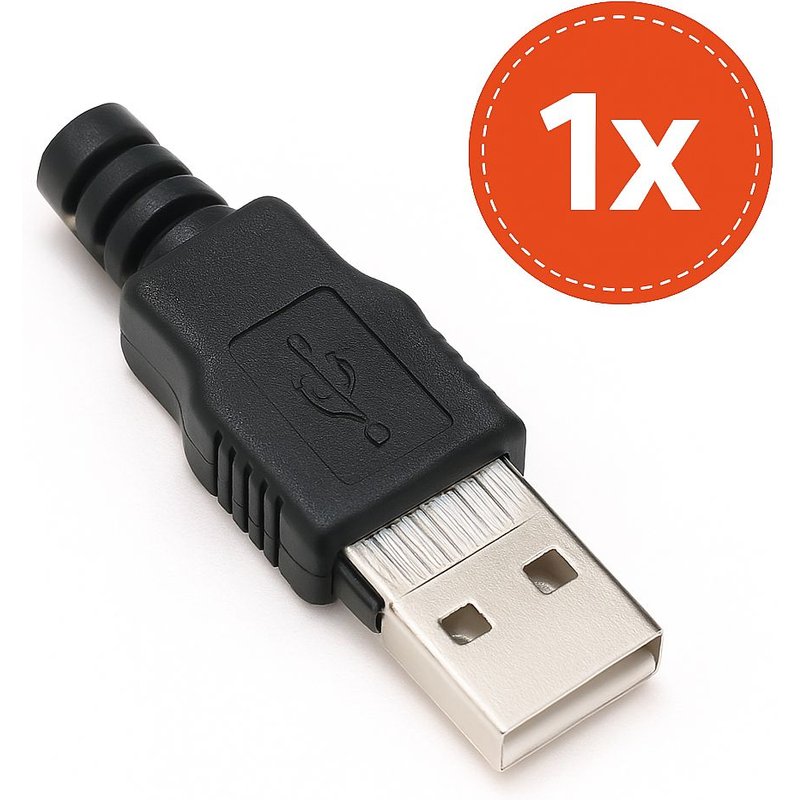 Fiche USB Mâle à souder avec coque Pour montage et réparation facile