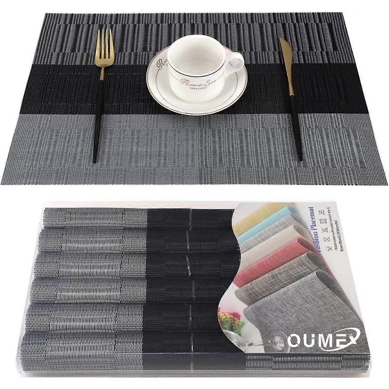 Lot De 6 Sets De Tables Pvc Lavables Antidrapant Rresttant L'Usure La Chaleur, Facile Nettoyer Et Stocker, 45cmx30cm