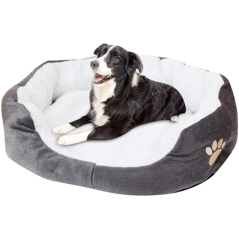 Panier Douillet Pour Chien Et Chat - Canapé Lavable Pour Animaux De Petite Et Moyenne Taille - Mélange De Coton Gris - Confortable Et Durable