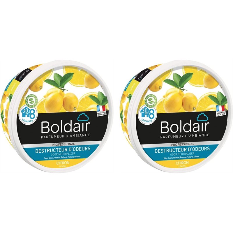 BOLDAIR Lot de 2 Pots 300g Gel destructeur d'odeurs citron