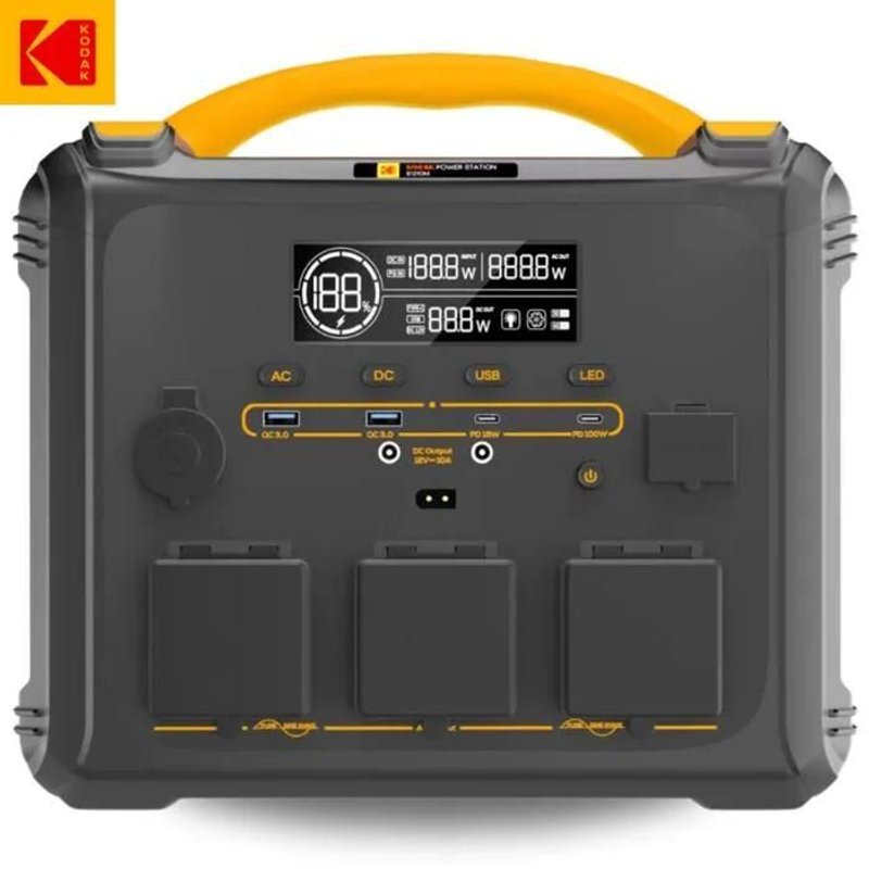 KODAK S1210 1102,5Wh Générateur Solaire Portable 2400W ,Station Électrique Portable LiMnFeP04 Batterie de Secours
