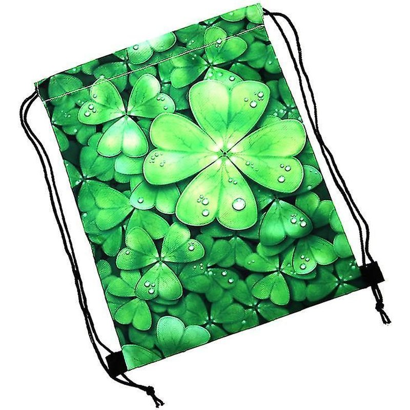 Sac De Rangement À Cordon De Serrage Trèfle À Quatre Feuilles ¿ Sac Cadeau En Polyester Durable Pour La Saint-Patrick Et Usages Multiples