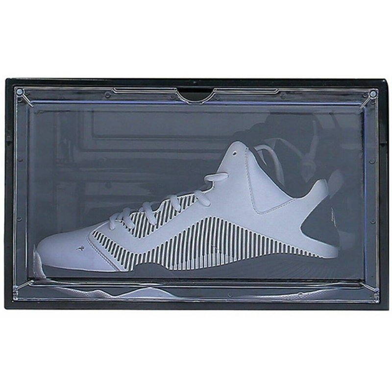 Présentoir À Baskets Noir Haut De Gamme ¿ Boîte De Rangement En Plastique Transparent Pour Chaussures, Empilable, Durable, Couvercle Facile D'accès