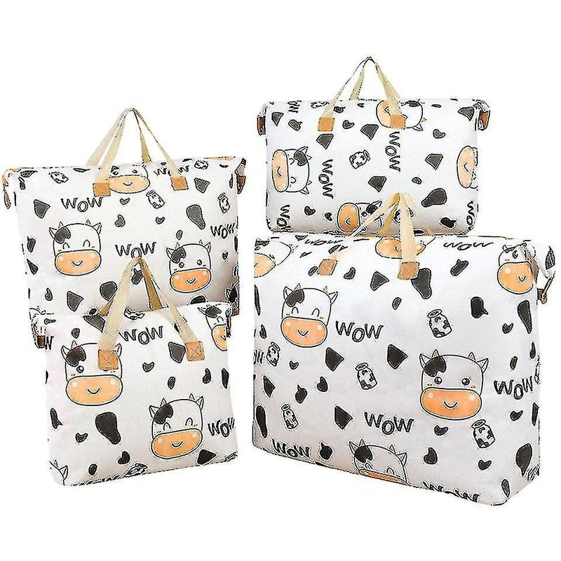 Lot De 4 Sacs De Rangement À Motif Vache ¿ Grande Capacité Pour Vêtements, Literie Et Plus Encore ¿ Durables Et Polyvalents