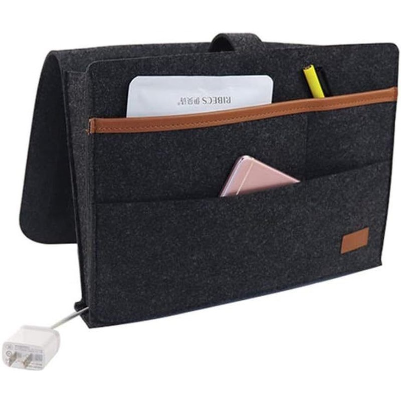 Organiseur De Chevet En Feutre ¿ Rangement Multi-Poches Pour Téléphone, Télécommande, Magazines Et Plus Encore ¿ Design Antidérapant