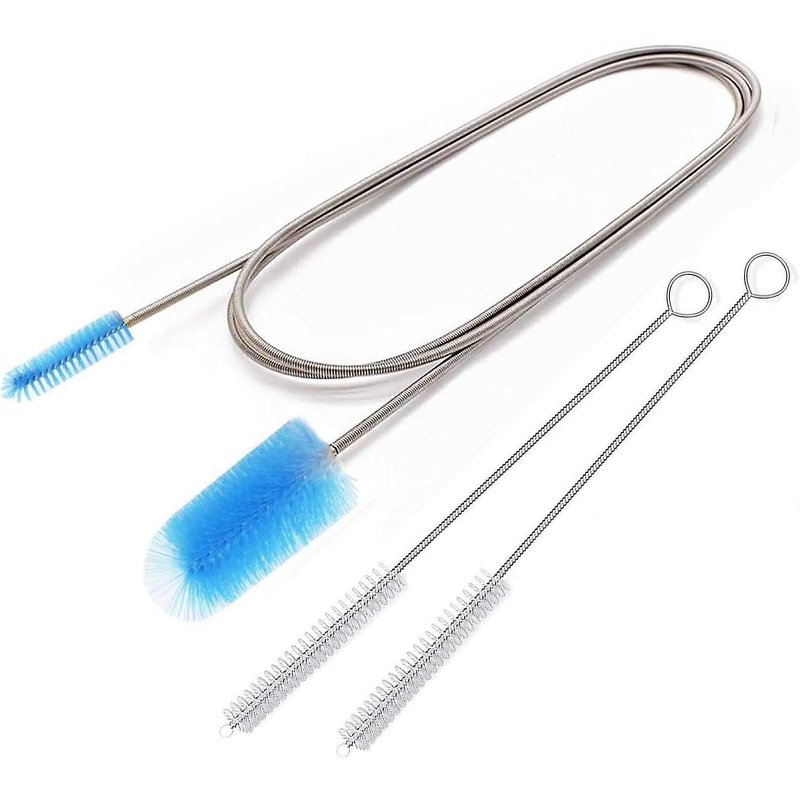 Brosse De Drainage Flexible De 67 Pouces Avec Deux Extrémités Et Brosses À Paille Pour Le Nettoyage Des Aquariums, Des Éviers Et Des Tuyaux - Sans Rayures !