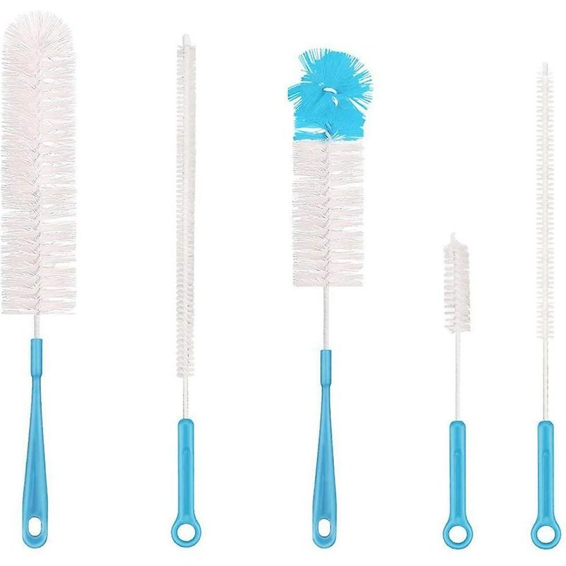 Ensemble de brosses de nettoyage flexibles pour bouteilles - Manche long, pointe coudée, 100 % poils de sanglier pour un nettoyage en profondeur des bouteilles et des vases