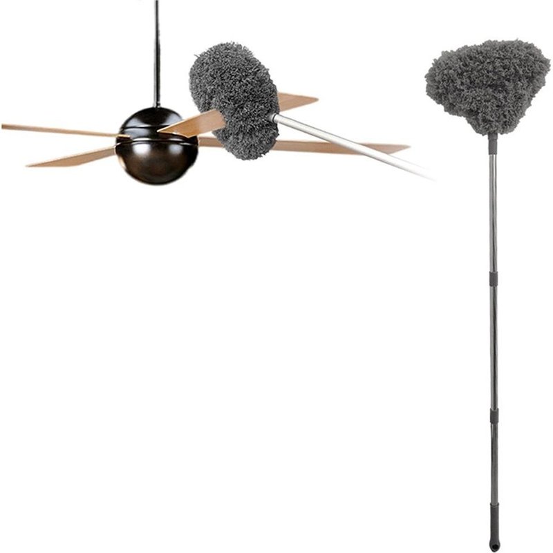 Plumeau de nettoyage flexible pour ventilateur de plafond avec poignée amovible ¿ Outil de dépoussiérage en microfibre pour un nettoyage facile ¿ Gris