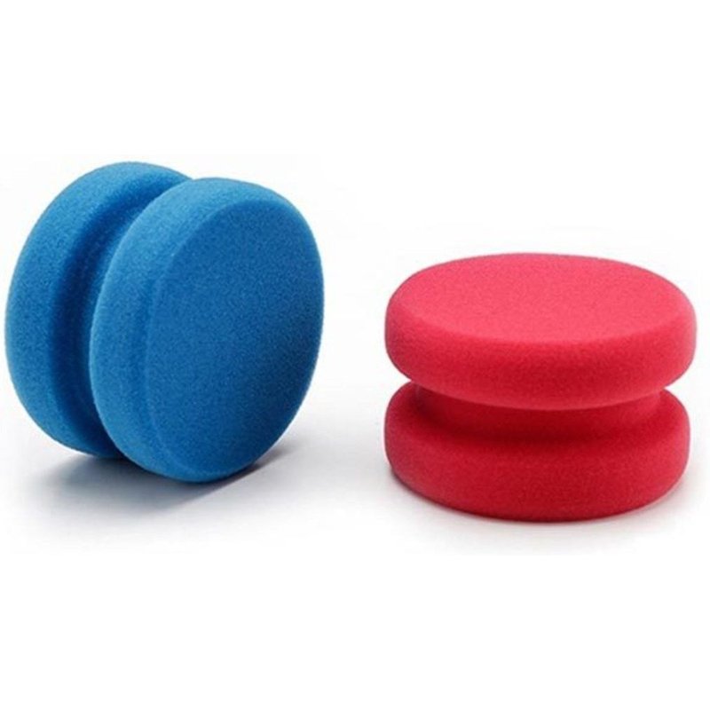 Lot de 2 éponges de lavage de voiture ¿ Tampons de polissage en microfibre pour un nettoyage, un cirage et un polissage efficaces ¿ Bleu et rouge