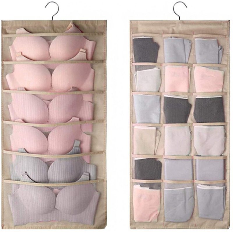 Sac De Rangement Multifonction Double Face Ă Suspendre - Kaki Pour Ranger Sous-VĂȘtements, Chaussettes Et Accessoires