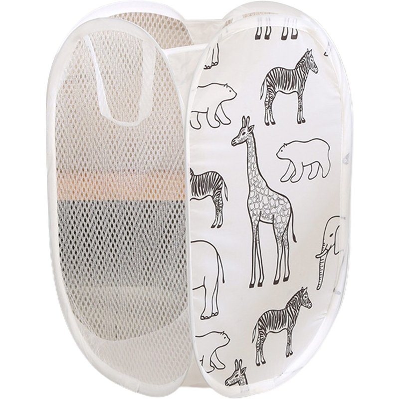 Sac À Linge Respirant Grande Capacité Avec Trous Multiples - Solution De Rangement Lavable Et Pliable Avec Poignée - Blanc