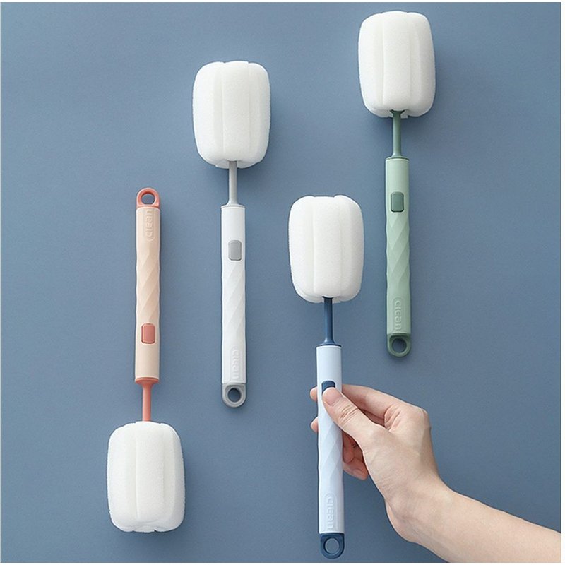 Lot de 4 brosses éponges amovibles pour un nettoyage facile des bouteilles, des tasses et des surfaces délicates - Outil sûr et efficace