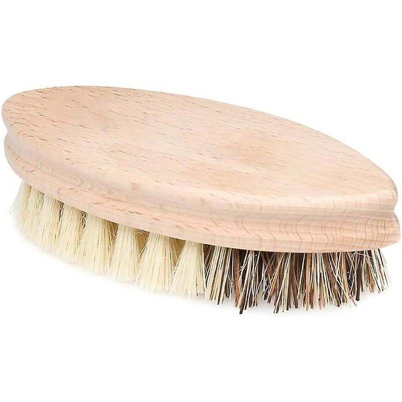 Brosse Ă lĂ©gumes en bois de hĂȘtre durable avec deux poils pour un nettoyage en douceur des racines et des lĂ©gumes dĂ©licats