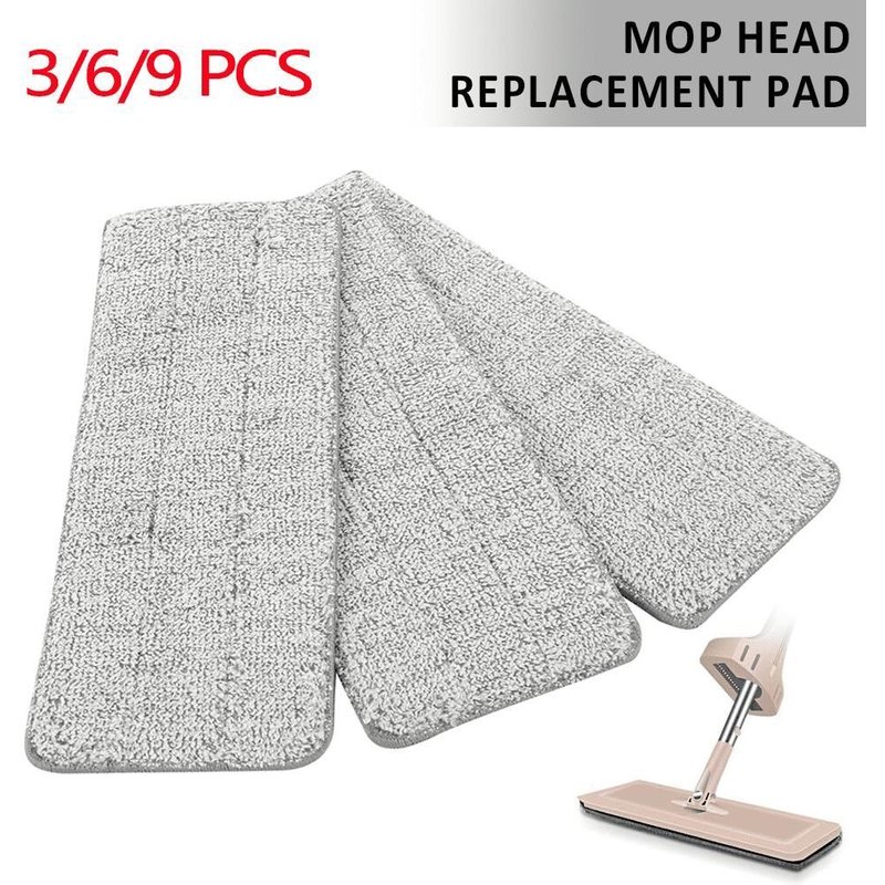 Lot de 3 tampons de rechange en microfibre pour balai à franges - Double action, réutilisables, compatibles avec tous types de sols, 33 x 12 cm