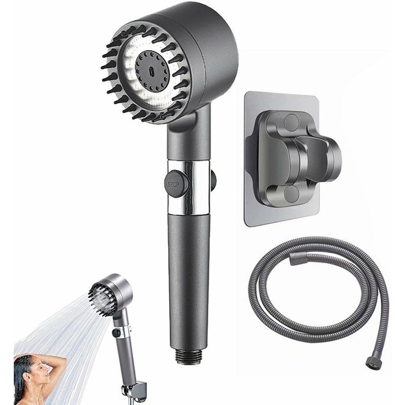 Pommeau de douche à main haute pression - 3 modes, tuyau et support, installation facile, expérience spa à domicile