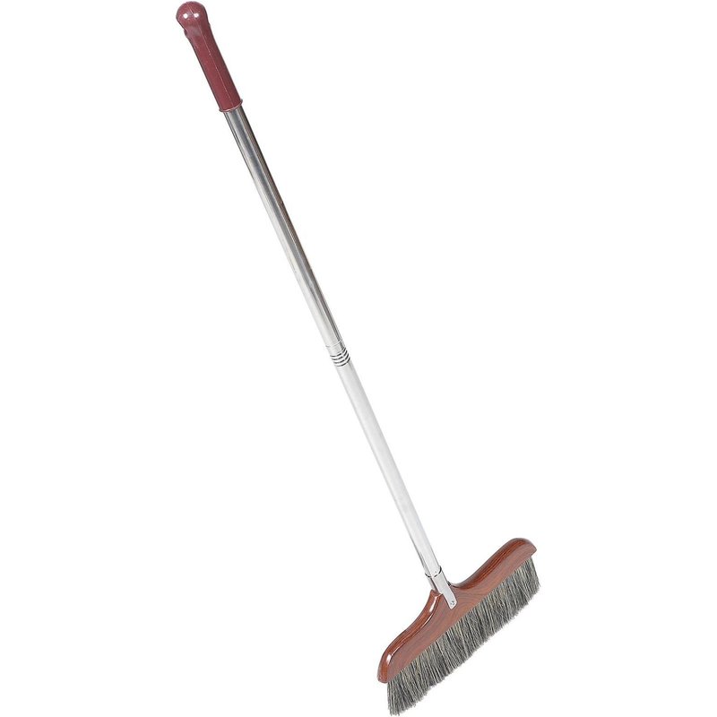 Balai à poussière amovible à long manche ¿ Outil de balayage léger en bois et acier inoxydable pour le nettoyage de la maison et du bureau