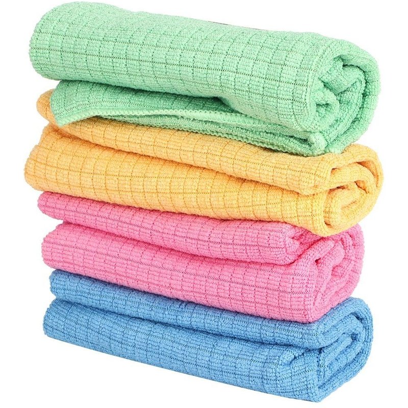 Lot de 4 chiffons de nettoyage en microfibre ¿ Essuie-tout très absorbants pour la vaisselle, écologiques et durables