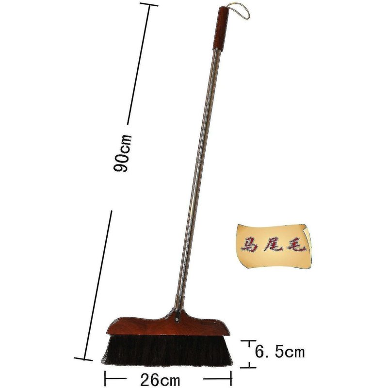 Balai de nettoyage réutilisable haut de gamme ¿ Bois durable et crin de cheval, manche long, outil de nettoyage domestique efficace