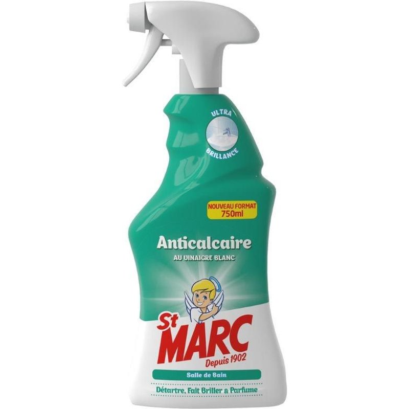 ST MARC Pistolet Spray Désinfectant et Nettoyant Anticalcaire au Vinaigre Blanc 750 ml