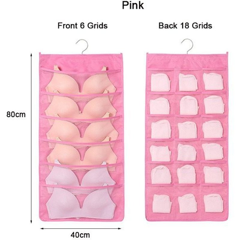 Organiseur Suspendu Double Face À 24 Poches Pour Sous-Vêtements, Chaussettes Et Accessoires - Solution De Rangement Peu Encombrante