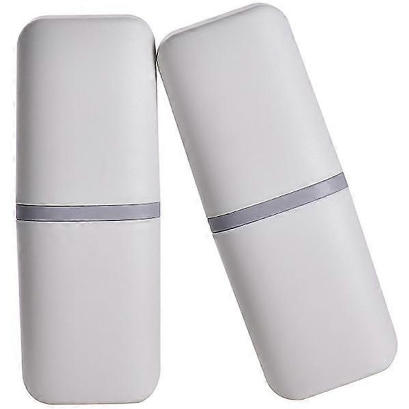 2pcs Portable Voyage En Plastique Brosse À Dents Boîte De Rangement Blanc