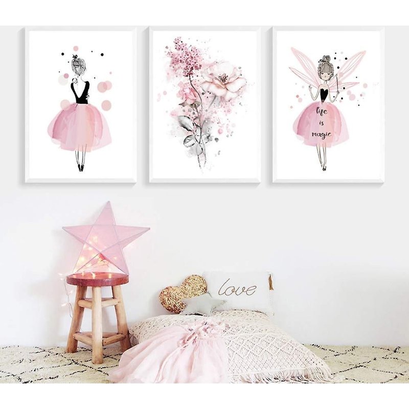 Lot De 3 Affiches Roses Pour Chambre De Bébé 30 X 40 Cm Décoration Murale Élégante Pour Chambre De Fille Cadeau D'anniversaire Idéal