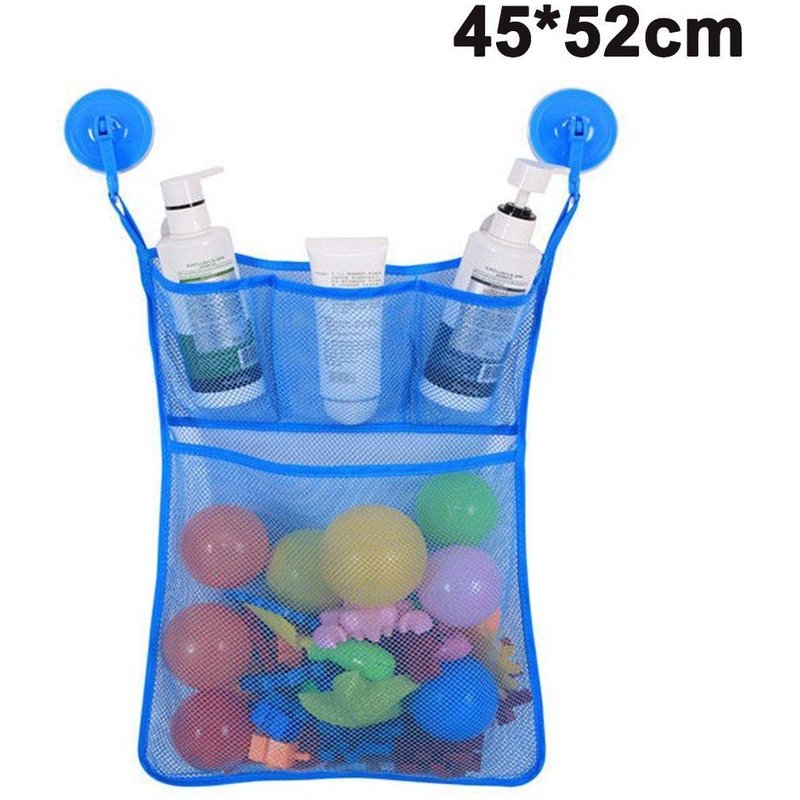 Organisateur De Jouets De Bain Résistant Aux Moisissures - Panier En Filet Avec Séparateurs De Shampoing, Crochets Solides, Lavable En Machine, 3 Couleurs