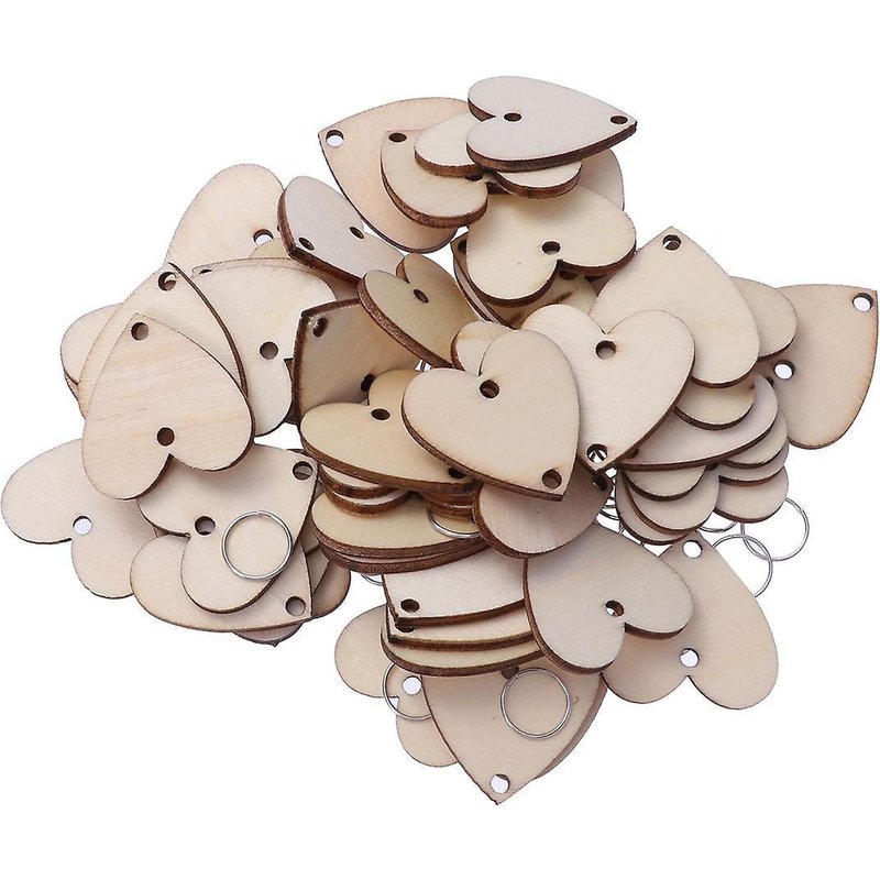 50 Tranches De Bois En Forme De Coeur Avec Boucles En Fer Pour Calendrier, Rappels D'anniversaire Et Décoration D'intérieur - Burlywood