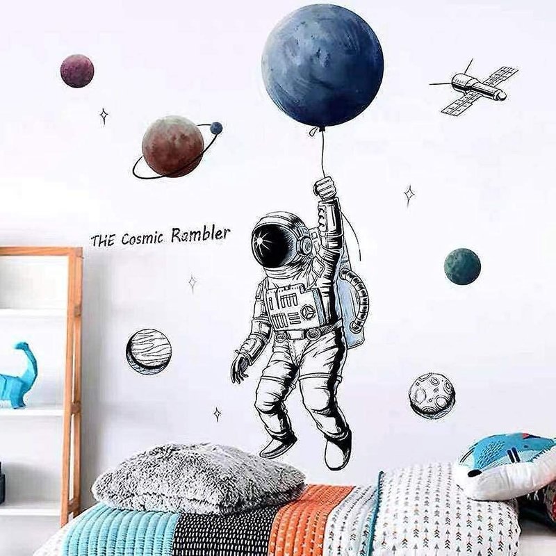Stickers Muraux Astronautes Pour Enfants ¿ Autocollants Spatiaux Amovibles Pour Chambre D'enfant, Salle De Jeux Et Chambre À Coucher ¿ Décoration Écologique En Pvc