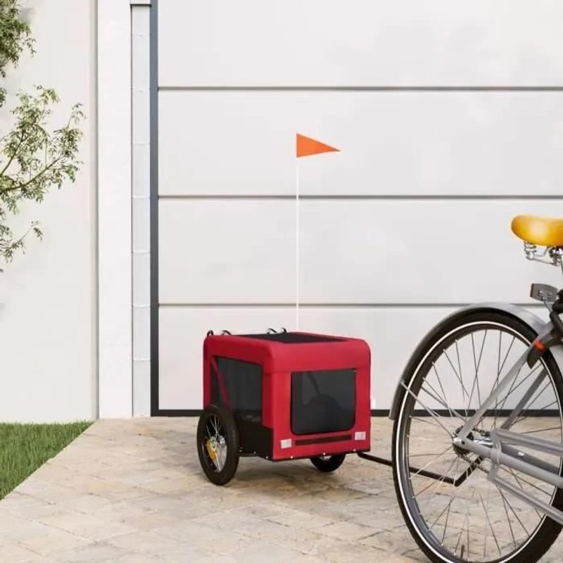 Vidaxl Remorque De Vélo Pour Animaux De Compagnie Rouge Et Noir