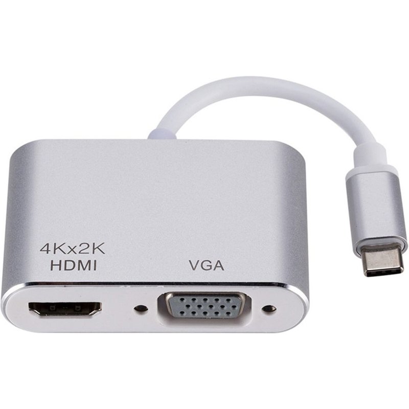 Câble convertisseur universel USB 3.1 Type C vers VGA HDMI 4K, adaptateur, Port HUB-Argent