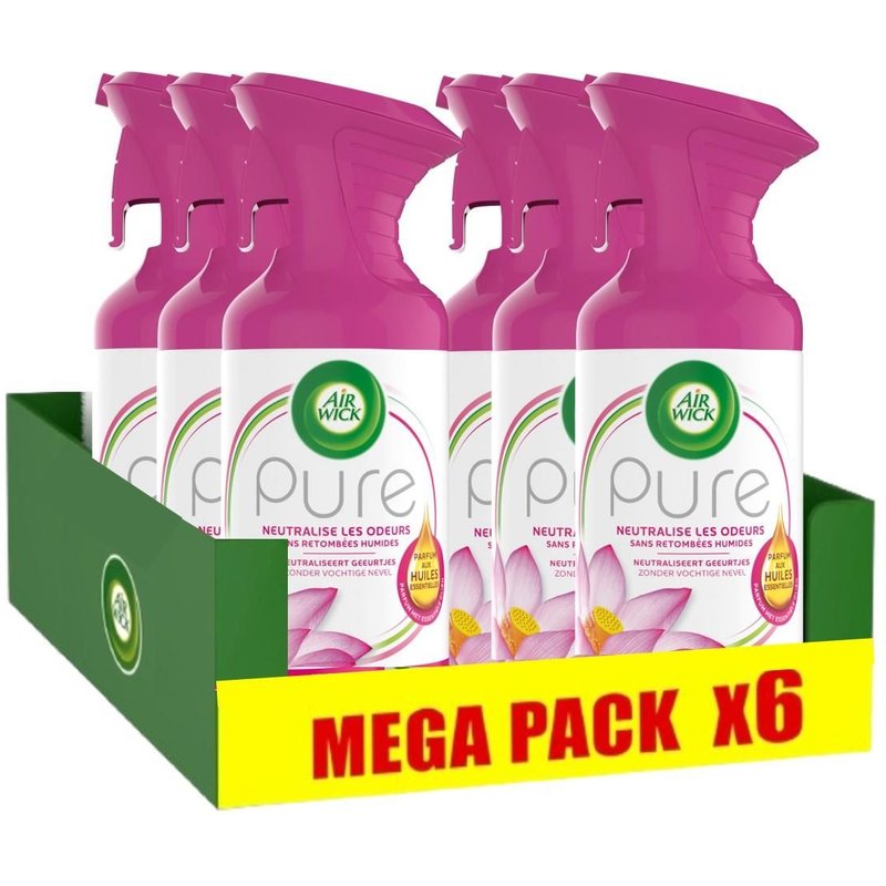 AIR WICK Lot de 6 Désodorisants Pure Relaxant Parfum Aux Huiles Essentielles - 250 ml