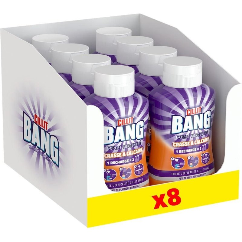 CILLIT BANG Lot de 8 Recharges Spray Expert Crasse & Calcaire Flacon de 200ml