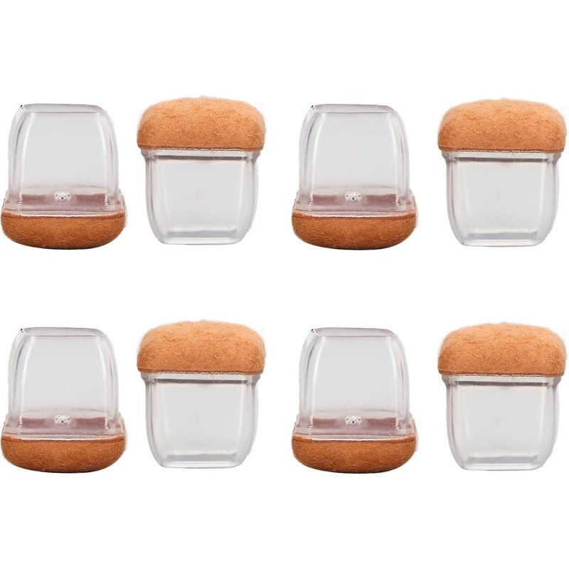 Chaise Pieds Caps Tpe Résistant À L'usure Table Tabouret Protecteur De Pied Transparent Forme Carrée Taille Moyenne 8 Pcs