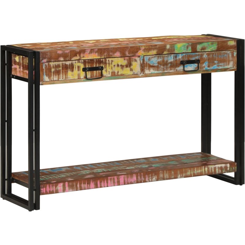 Table Console Vidaxl Multicolore 120x33x75 Cm En Bois Massif De Récupération