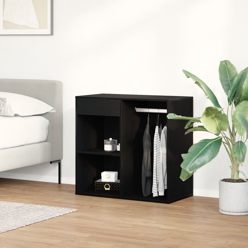 Cabinet Cosmétique En Chêne Noir Vidaxl 80x40x75 Cm En Bois D'ingénierie