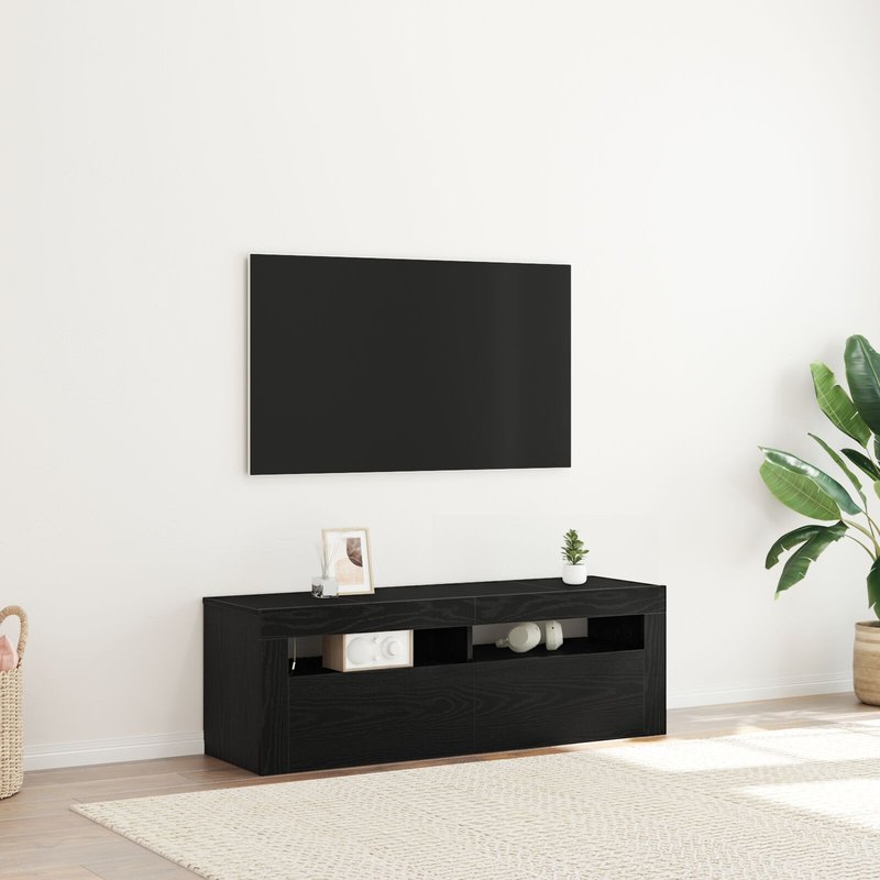 Meuble Tv Vidaxl Avec Led ChĂȘne Noir 120x35x40 Cm Bois D'ingĂ©nierie