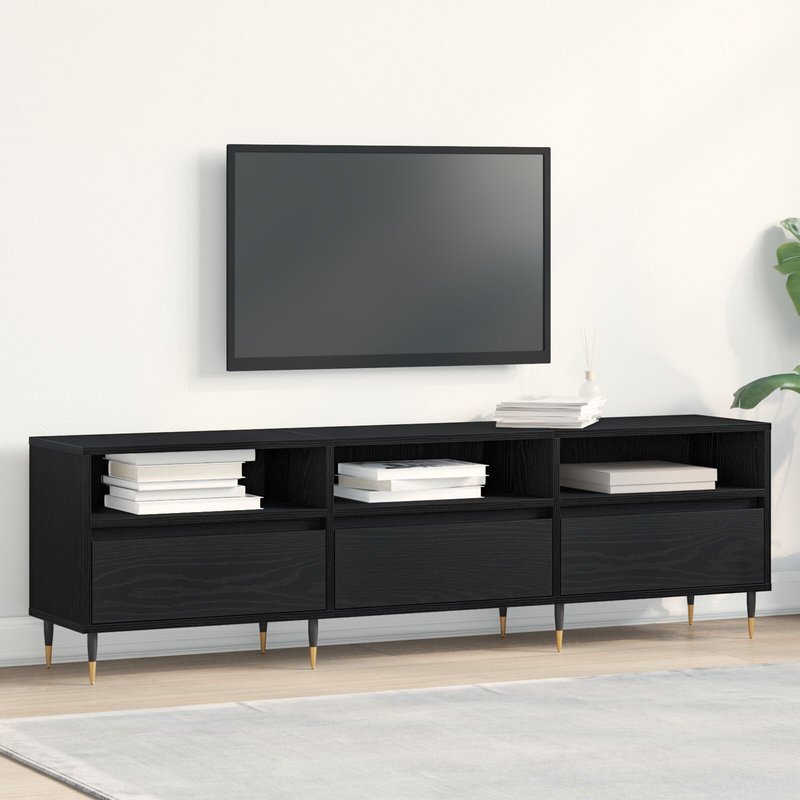 Meuble Tv Vidaxl Chêne Noir 150x30x44,5 Cm Bois Reconstitué