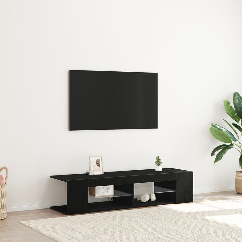 Meuble Tv Vidaxl Avec Leds ChĂȘne Noir 135x39x30cm En Bois D'ingĂ©nierie