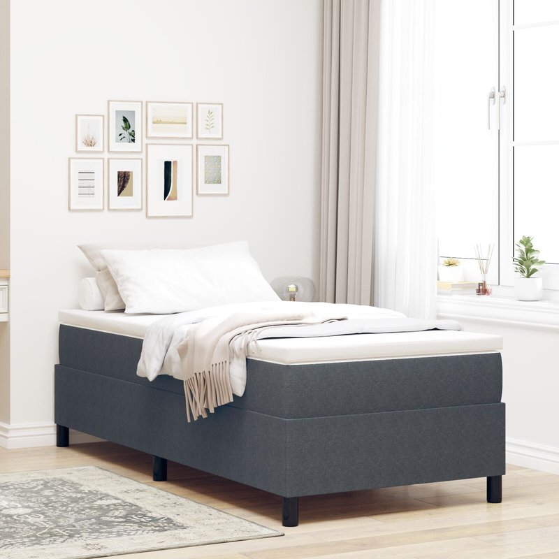 Lit Box Spring Vidaxl Gris Foncé 100x200 Cm Tissu CÎtelé